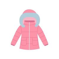 Pink winter coat for children. Warm clothes element. vector