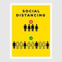 social distancing.  Corona virus epidemic protective sign line art vector poster illustration design
