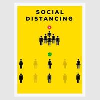 social distancing sign line art vector poster illustration design