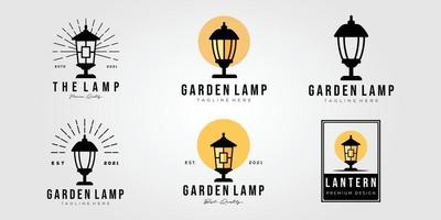 Conjunto de luz de patio y colección de lámpara de jardín, diseño de ilustraciones vectoriales del logotipo vector