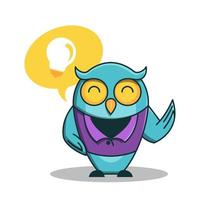 Owl Bird Teacher Smart Idea Education School Character Cartoon vector