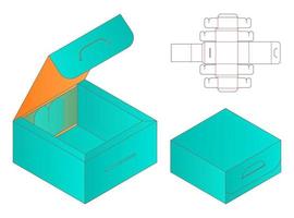 diseño de plantilla troquelada de embalaje de caja. Maqueta 3d vector