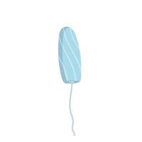 Tampon for woman isolated on white background. Blue Female menstrual tampone with strips. Flat design vector feminine hygiene illustration.