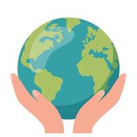 Green Earth - modern vector single icon. An image of a planet on the palm of the hand . Representation of nature, eco, health, eco lifestyle, hope