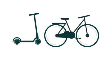 conjunto de icono de scooter de bicicleta. Símbolo de bicicleta aislado negro sobre fondo blanco icono ilustración vectorial blanco negro vector