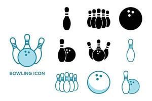 bowling icon vector set vector design template in white background