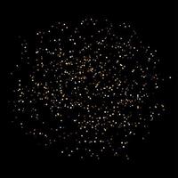 Shining Gold Glitter fireworks or sparkles. Holiday element for, card, decor, invitation, poster, website, banner, festive design. Glittery vector illustration on a black background