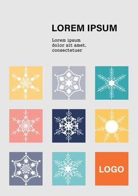 Merry Christmas and Happy New Year background, greeting card, corporate card, poster, holiday cover. Design templates with snowflakes in modern minimalist style for web, social media, print