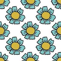 Seamless pattern with blue flowers. Floral background. Chamomile flowers isolated on white background vector