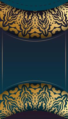 Golden oriental background with a blue background