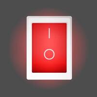 A red light switch on a gray background vector