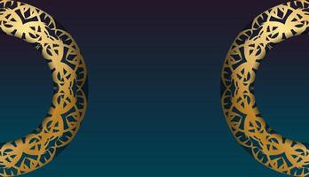 Blue gradient banner with greek gold pattern for design under your text vector