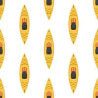 Rafting seamless pattern with repeating boats. Kayaking and canoeing tiling vector background.