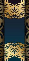 Brochure template with gradient blue color with mandala gold ornament for your congratulations. vector