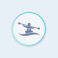 Rowing icon, kayaking round icon, rowing sign, canoeing icon, rowing pictogram, vector illustration