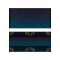 Greeting card template with a gradient of blue color with Greek gold ornaments for your congratulations. vector