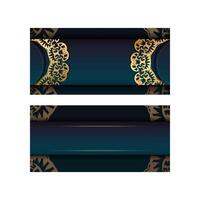 Two banners with gold and blue designs vector