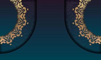 Two gold and blue circular frames with ornate designs vector