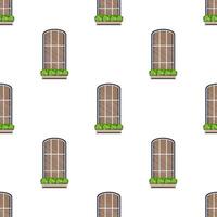 An open window with a plant in it vector