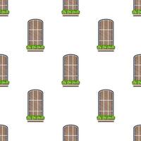 Seamless pattern with vintage windows. Suitable for postcards, wrapping paper, books and posters. Vector illustration.