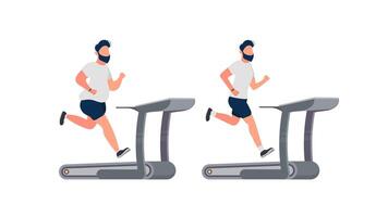 A man is running on a treadmill vector