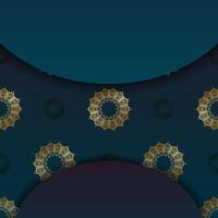 A blue and gold pattern with a gold star vector