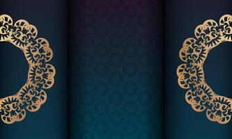 Blue gradient banner with abstract gold pattern and place for logo or text vector