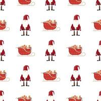 Seamless pattern with red sledges and santa claus. Festive pattern. Suitable for postcards, books and posters. illustration. vector