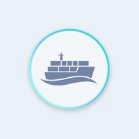icono de buque portacontenedores, transporte, buque de carga, transporte marítimo redondo icono elegante, ilustración vectorial vector