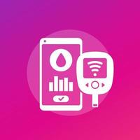 glucometer and smart phone icon, vector