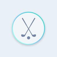 golf icon, crossed golf clubs and ball round stylish icon, vector illustration