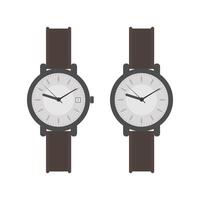 Wristwatch with a white dial and a brown strap. Wristwatch in a flat style. Isolated. Vector. vector