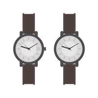 Wristwatch with a white dial and a brown strap. Wristwatch in a flat style. Isolated. Vector. vector