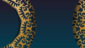Two gold and black circular designs on a blue background vector