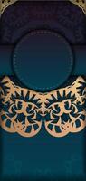 A blue and gold background with a circular pattern vector