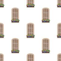 Seamless pattern with vintage windows. Suitable for postcards, wrapping paper, books and posters. Vector