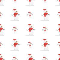 Seamless pattern with a snowman in a red hat and scarf. Suitable for postcards, books and posters. illustration. vector