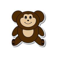 Funny sticker brown monkey. Good for postcards, children's books and stickers. Vector. vector