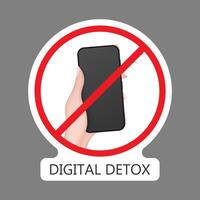 Crossed out hand icon with a phone. The concept of banning devices, device free zone, digital detox. Blank for sticker. Isolated. Vector. vector