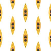 Rafting seamless pattern with repeating boats. Kayaking and canoeing tiling vector background.