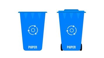 Blue trash can in a flat style. Waste bin for organics. ECO concept. Vector. vector