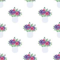 Seamless pattern with flowers in a pot. Suitable for backgrounds, cards and wrapping paper. vector