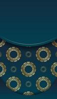 A hat with gold ornament pattern on a blue background vector