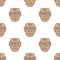 Seamless pattern with ancient mask of the tribes of Mayan. Suitable for postcards, backgrounds, books and posters. Vector illustration.