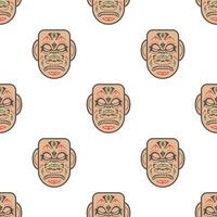 Seamless pattern with ancient mask of the tribes of Mayan. Suitable for postcards, backgrounds, books and posters. Vector illustration.