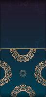 A blue and gold background with a gold border vector