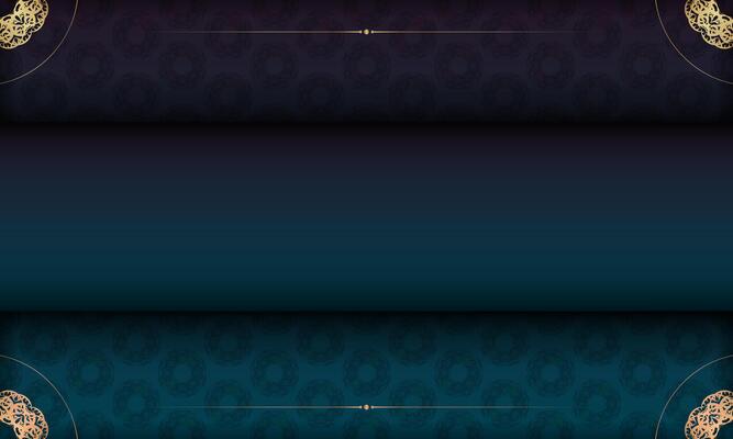 Blue gradient banner with greek gold pattern for design under the text