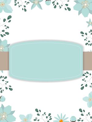 Floral frame with ribbon and leaves