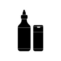 Chili sauce and toothpick bottle silhouette icons vector