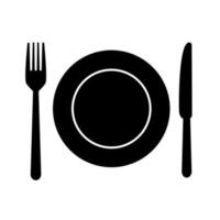 Plate, fork and knife icon vector